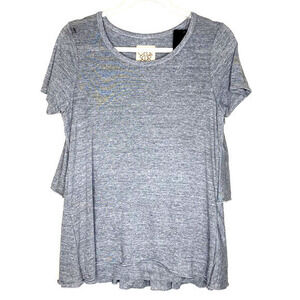 Chaser Vintage Triblend Ruffle Tier Back Crewneck
